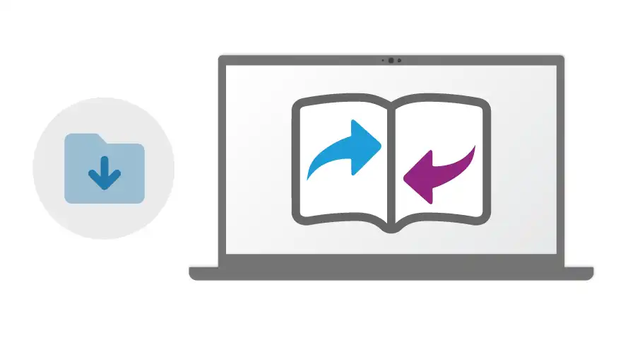 Illustration of a download icon next to the EasyConverter Express Logo.